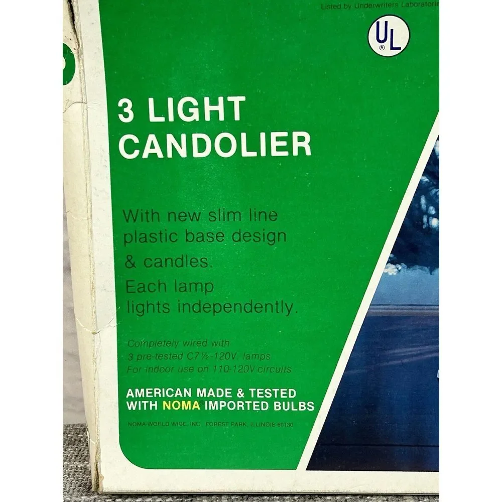 Vintage Noma 3‎ Light Candolier Christmas Holiday Candle Decor w Box